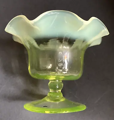 Buy Antique Davidson Vaseline Uranium Glass Primrose Pearline Compote • 49.99£