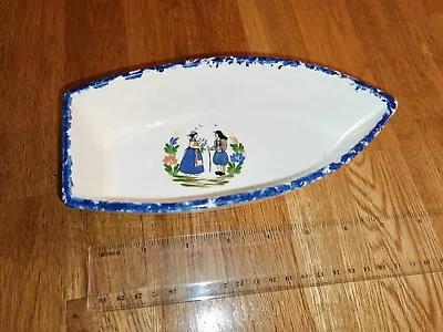 Buy Vintage Pottery Boat Shaped Bowl 7 Inches • 9.99£