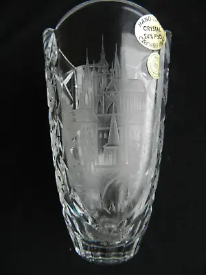 Buy Signed Czech Crystal Cut Glass Vase Etched Engraved Sklo Safranek Boxed - 13cm • 14.99£