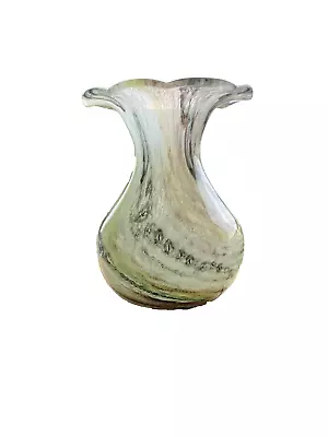 Buy Alum Bay Studio Art Glass Vase -  Swirl Pattern Flared Frill Rim Design Vintage • 18.99£