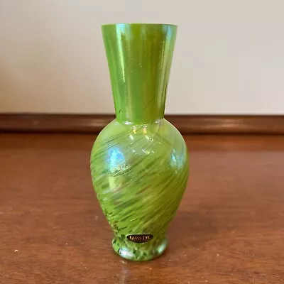 Buy Glass Eye Green Art Glass Bud Vase With Swirls 5 3/4” Tall USA • 9.63£