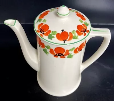 Buy Vintage Crown Ducal Ware Coffee Pot Lidded Water Jug Hand Painted Orange Flowers • 10£