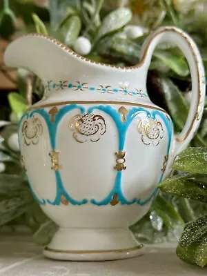 Buy Antique Minton? Hand Painted Turquoise & Gold Creamer Jug Pitcher EXCELLENT! • 55£