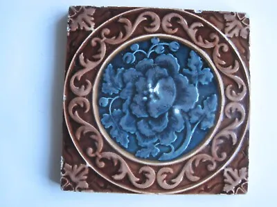 Buy Antique 6  Victorian Relief Moulded & Majolica Aesthetic Tile- Sherwin & Cotton • 15£