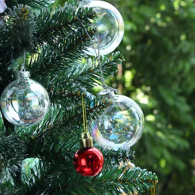 Buy 5-50*  Clear Glass Christmas Baubles Glitter Glass Bubble Ball For Wedding Party • 65.95£