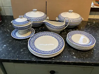 Buy Wedgwood Part Dinner Set Blue And White Transfer Tureens Jug Plates • 39.99£