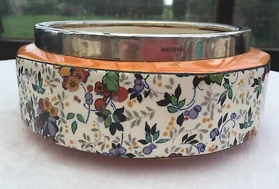 Buy Antique, Vibrantly Flowered, Lancaster And Sons,  Hanley Fruit Bowl And Caddy. • 30£