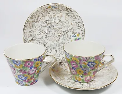 Buy Pair Of Elijah Cotton Lord Nelson Ware Chintz Cups & Saucers  ~ 2446 Anemone • 38.99£