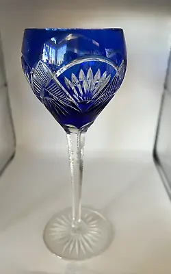 Buy Vintage Bohemian Crystal Vivid Blue Crystal Wine Goblet Wine Glass 8  • 43.11£