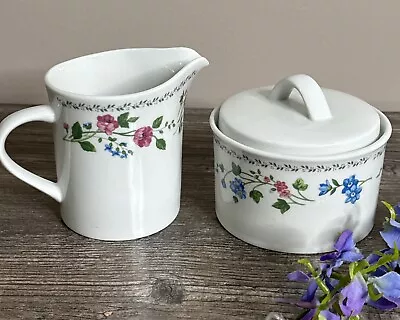 Buy English Garden Farberware Sugar Bowl Dish W/Lid & Creamer Set 225 1993 Floral • 18.14£