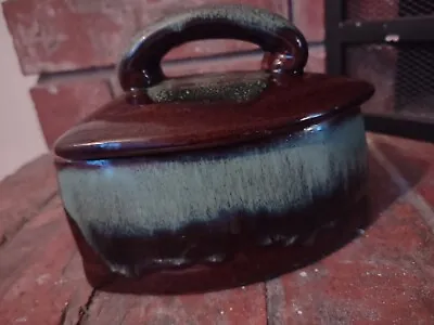 Buy Antique Japanese Brown Ceramic Iron Shaped Dish W/Lid • 4.80£