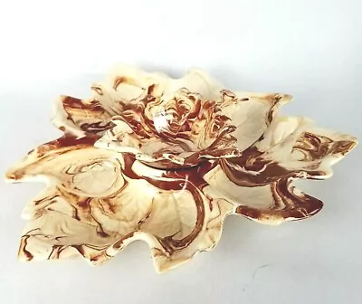 Buy Vintage Leaf Dip And Chip Set Ceramic Tray Brown Marble Holland Mold  • 19.23£
