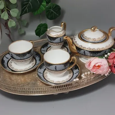 Buy Vintage Continental Bavarian Porcelain Tea Set For 2  Fairyland Black Silhouette • 35£