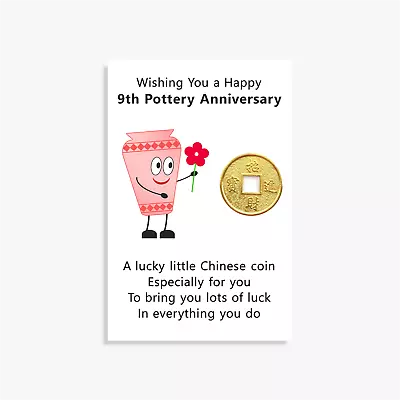 Buy 9th Pottery Wedding Anniversary Lucky Coin Gift Card Good Luck Charm Keepsake • 3.05£