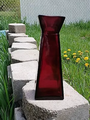 Buy 11  Recycled Glass Vase - Handmade In Spain - Burgundy Wine Color - Column • 19.25£