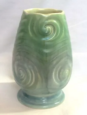 Buy Vintage Tulip Shaped SylvaC 675 Swirl Pattern Vase - Green & Pale Blue • 8£
