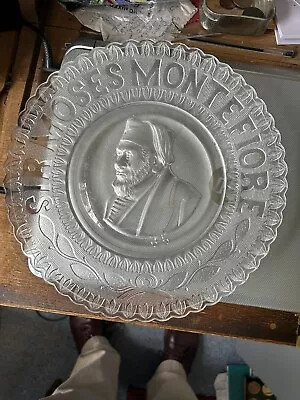 Buy Sir Moses Montefiore Victorian Commemorative Pressed Glass Plate Circa 1885 • 35£