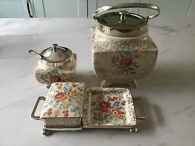 Buy SANDLAND Pottery - Four Piece Tea Table Set - Barrel,Jam Pot,Butter Dish • 22£