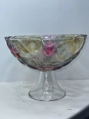 Buy Indiana Glass Madeira Garden Embossed Fruit 10  Punch Or Serving Bowl W/ Stand • 38.56£