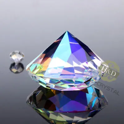 Buy Crystal Colorful Paperweight Faceted Cut Glass Giant Diamond Decor Craft 40mm • 5.99£