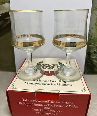 Buy 2 X Vintage 1981 Commemorative Wine Glasses Royal Wedding Diana & Charles Boxed • 2.56£
