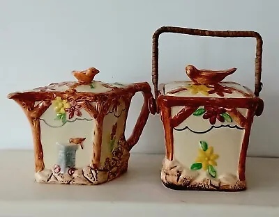Buy Wade Heath Ceramic Teapot & Biscuit Barrel Garden Bird • 20£