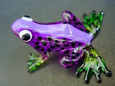 Buy Glass FROG, Spotted Purple Painted Glass Animal Ornament, Cute Glass Figure Gift • 5.49£