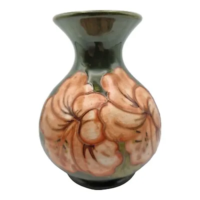 Buy Moorcroft Pottery Hibiscus Green Small Fluted Vase Made In England 1970s Vintage • 85£