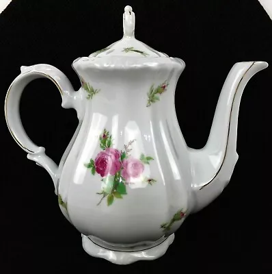 Buy BAREUTHER Porcelain Teapot BAVARIA Pink Roses, Circa 1940s, 7  Tall • 19.46£