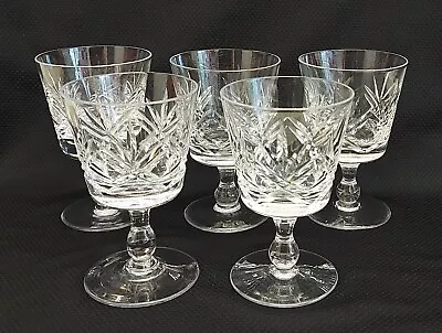 Buy Set Of 5 Thomas Webb England  Signed Crystal Wine Glasses 12 Cm Tall. • 20£