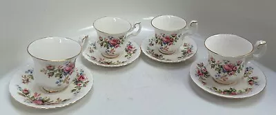 Buy Group Of 4 Royal Albert Cups And Saucers Moss Rose Pattern • 10£