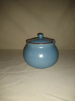 Buy Dansk Mesa Sky Blue Stoneware Ceramic Pottery Sugar Bowl With Lid • 28.17£