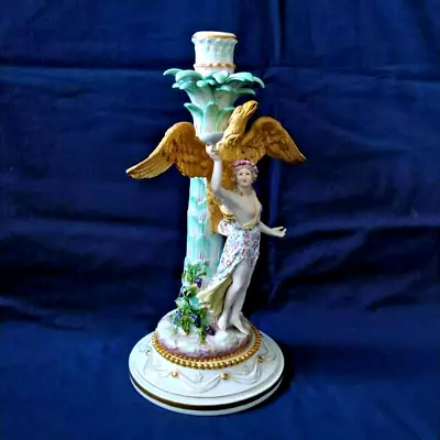 Buy Meissen Eagle And Woman Design Candlestick Antique Candle Stand 29.5cm Authentic • 1,169.36£