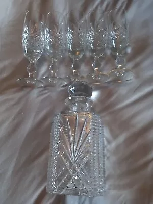 Buy Crystal Decanter And 6 Matching Crystal Glasses Beautiful Condition • 20£