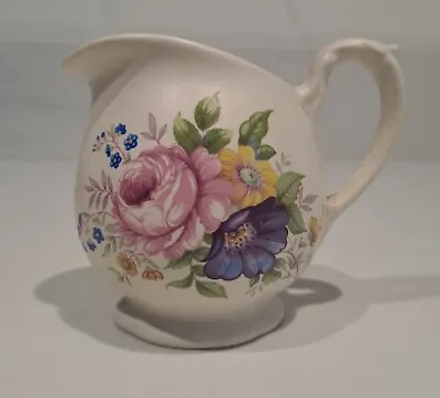 Buy Vintage Axe Vale Pottery Devon Milk Jug/Creamer 8cm Tall - Pink Inside & Floral • 3£