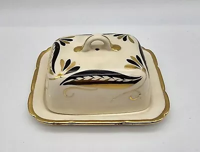 Buy Vintage Sandland Ware Butter Dish & Cover England Gold Accents • 26.69£