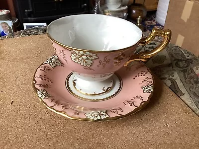 Buy Royal Crown Derby Vine Pattern Footed Cup &Saucer Salmon/Pink 1941/2 1st Quality • 11.61£