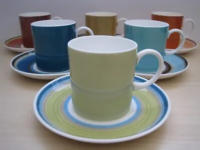 Buy 6 X 1960s 1970s Wedgwood Susie Cooper Gay Stripes  China Coffee Cups & Saucers • 42£