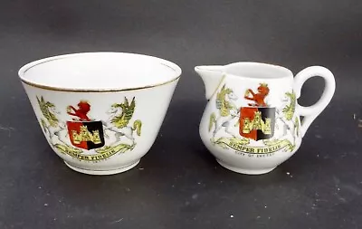 Buy Semper Fidelis - Crested China - EXETER Crest - Porcelain Milk Jug & Sugar Bowl • 17.99£