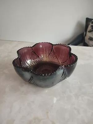 Buy Vintage Purple Glass Amethyst Glass Bowl Saw Edge • 17.50£