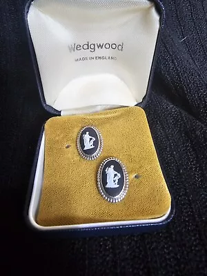 Buy Wedgewood Jasperware Black Earrings With Original Box • 15£