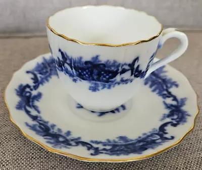 Buy Antique Flow Blue Teacup & Saucer Set Brown-westhead Moore & Co. Cauldon England • 66.40£