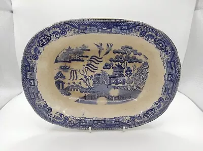Buy Antique Blue And White IronStone China Blue Willow Serving Bowl #5204 • 24.90£