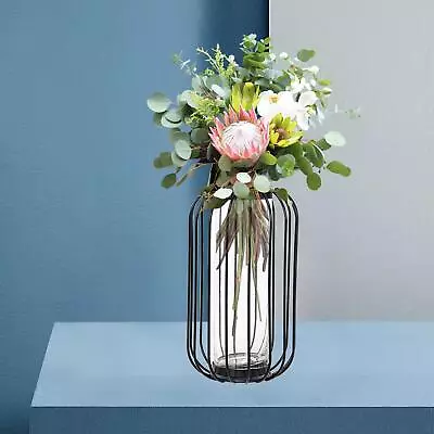 Buy Metal Glass Flower Vase Hydroponics Iron Home Decor Office Ornaments Gift • 12.42£