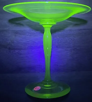 Buy Vintage Depression Green Vaseline Uranium Glass Tall Pedestal Compote Dish • 55.95£