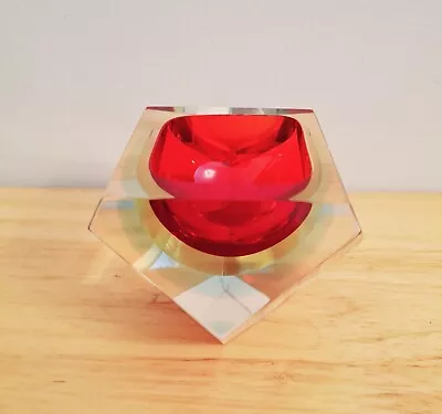 Buy Murano Sommerso Faceted Diamond Cut Sculptured Glass Bowl Flavio Poli, 1950/60s • 90£
