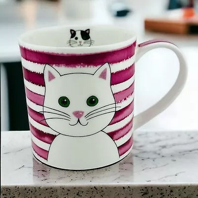 Buy Dunoon Fine Bone China Mug Cup Stripy Cats By Caroline Bessey Pink Stripe VGC • 14.99£