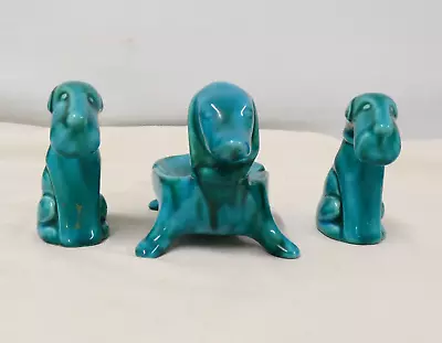 Buy Vintage Anglia Pottery Turquoise / Teal Dogs  X 3 (Hol) • 7.99£