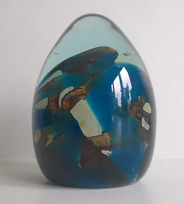 Buy Large Vintage Mdina Maltese Glass  Tiger  Egg Paperweight Blue & Brown 108mm • 15.99£