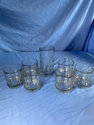 Buy Vintage Anchor Hocking Heavy Clear Cut Glass 1 Juice Tumbler And 6 Rock Glasses • 31.41£